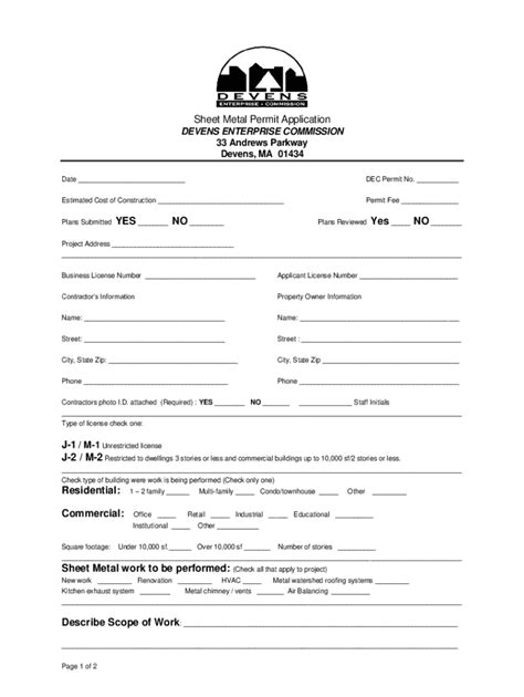 sheet metal permit|sheet metal work permit application form.